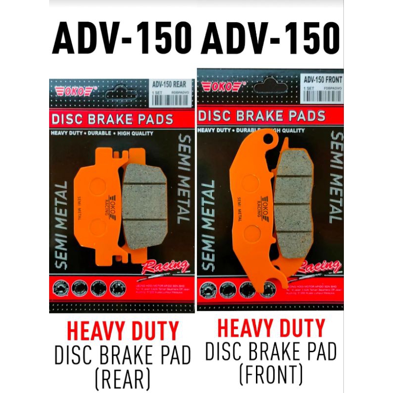 HONDA ADV150 DISC PAD (FRONT/REAR) OKO | Shopee Malaysia