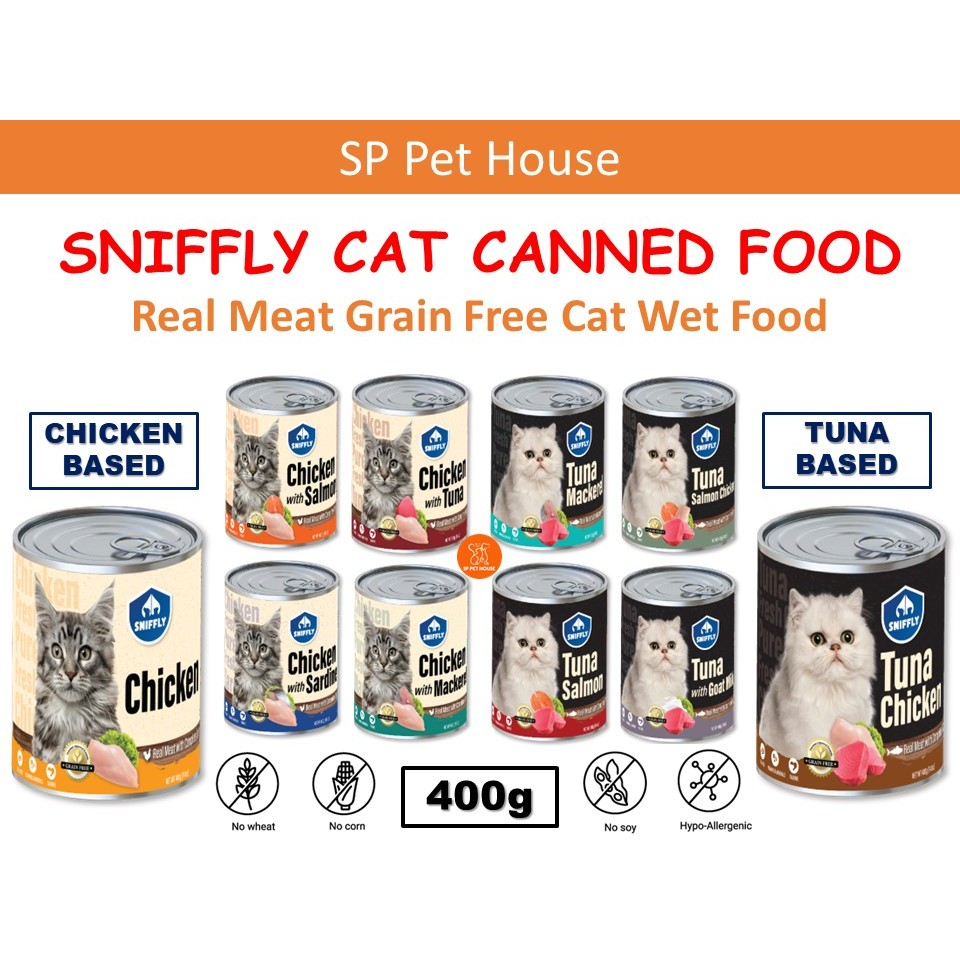 Sniffly Grain Free Cat Canned Food **400g** - Real Meat Tuna & Chicken ...