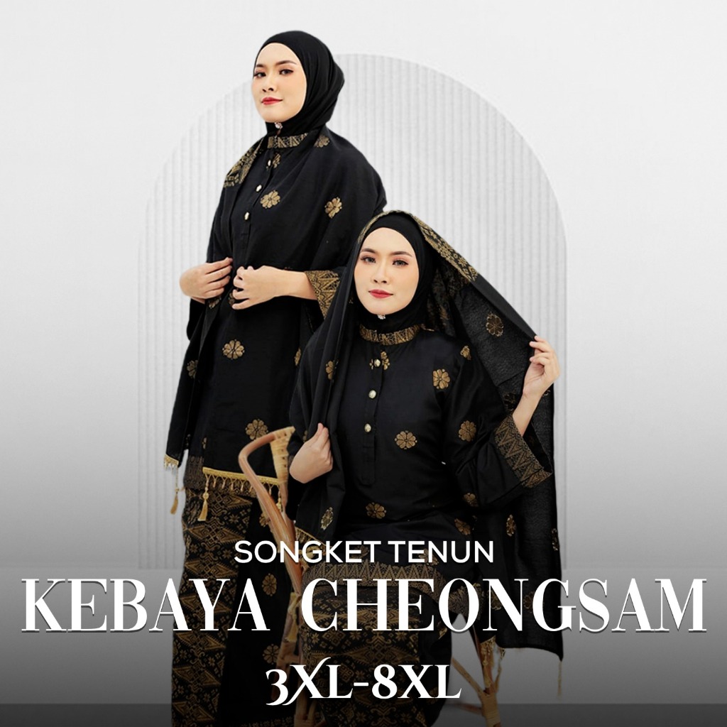 Plus Size 3XL-8XL | Kebaya Cheongsam + Selendang | Songket Tenun ...