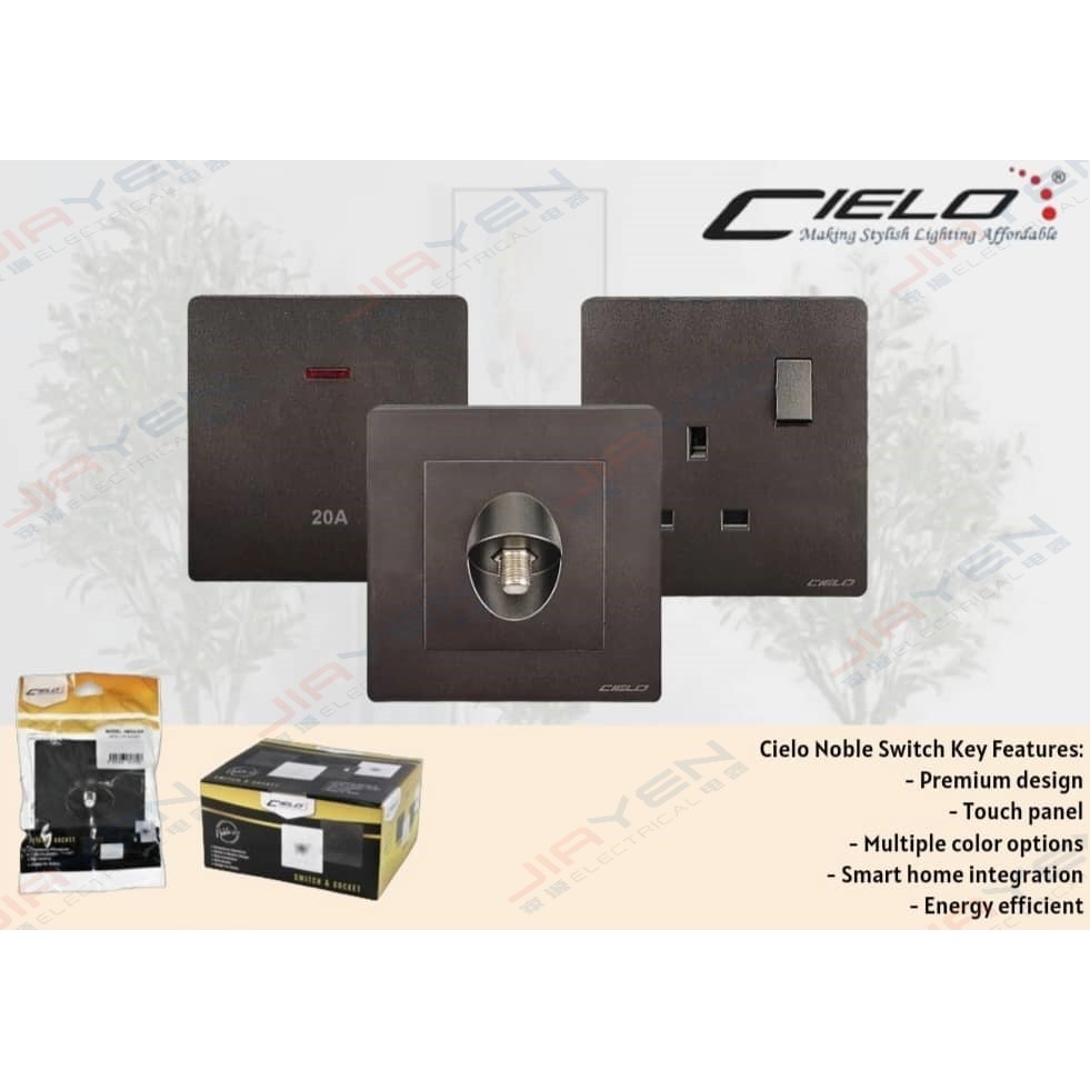CIELO NOBLE Switched 1/2/3/4 Gang 1/2Way Wall Switch 13A/15A Socket ...
