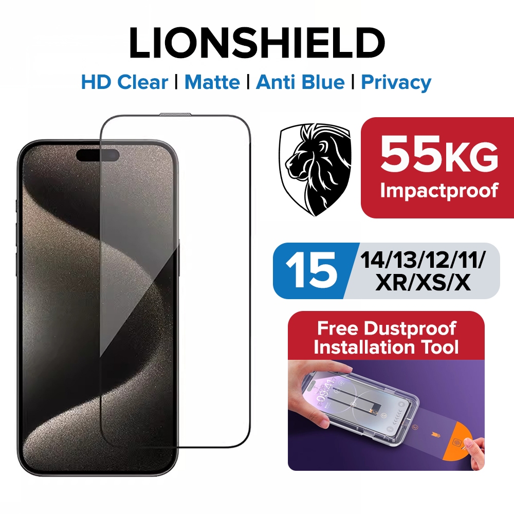 LionShield iPhone Screen Protector 15 Pro Max/14/13/12/11/XR/XS/X Plus
