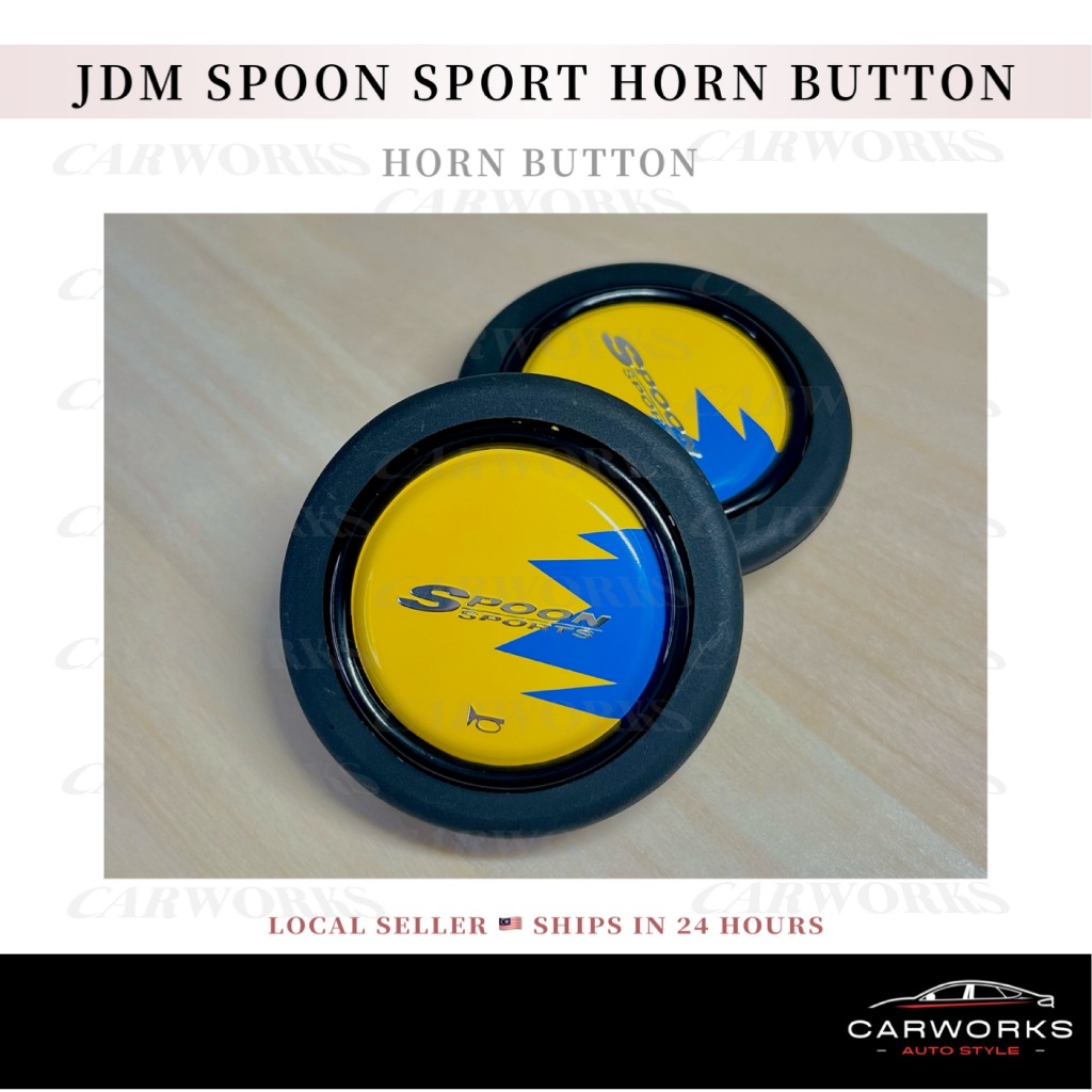 Japan HONDA NEW Yellow SPOON HORN JDM Cover Steering Wheel Horn Push ...