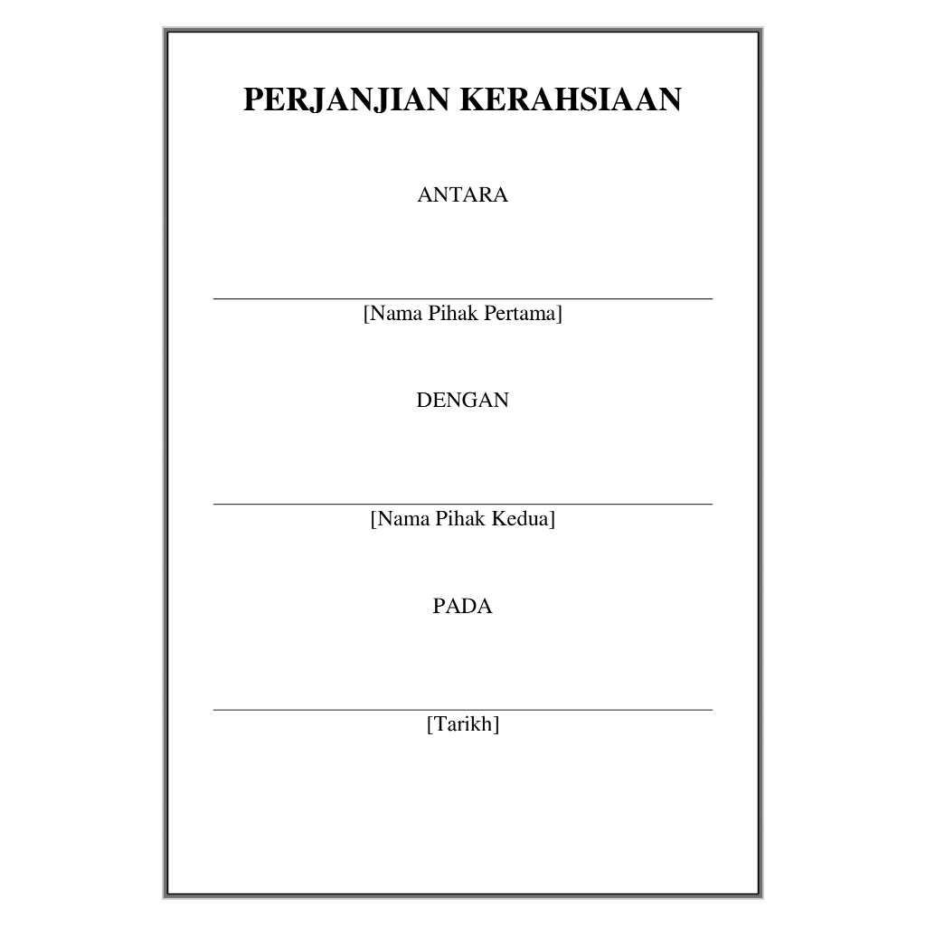 Template Perjanjian Tanpa Pendedahan Kerahsiaan antara Pemberi Maklumat ...