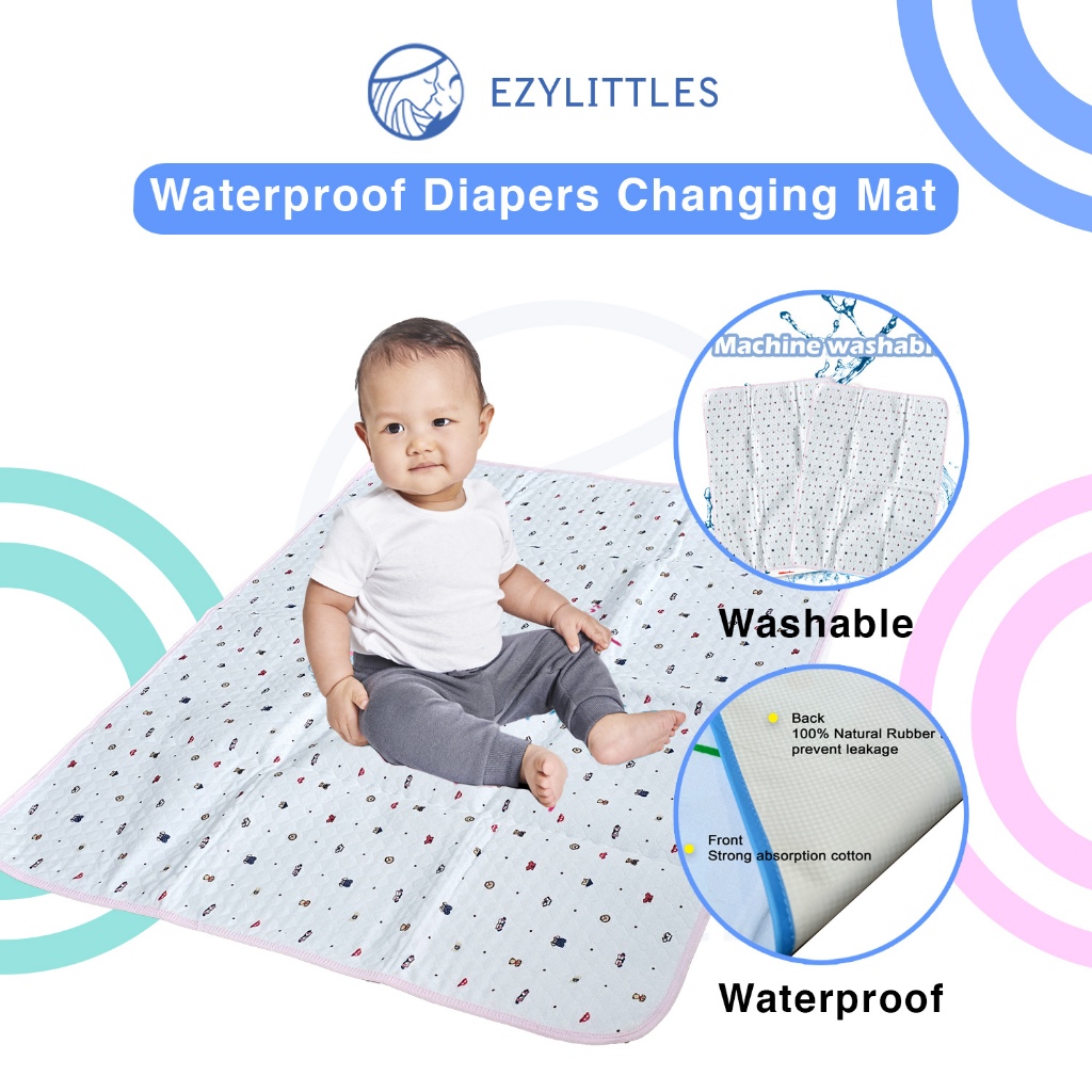 Baby Diaper Mat Rubber Changing Mat EZYLITTLES Washable Baby