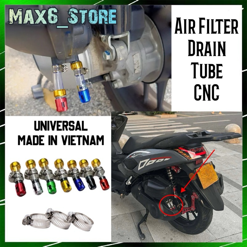 Universal Motorcycles Air Filter Box Pipe Drain Scooter Airbox CNC Hose ...