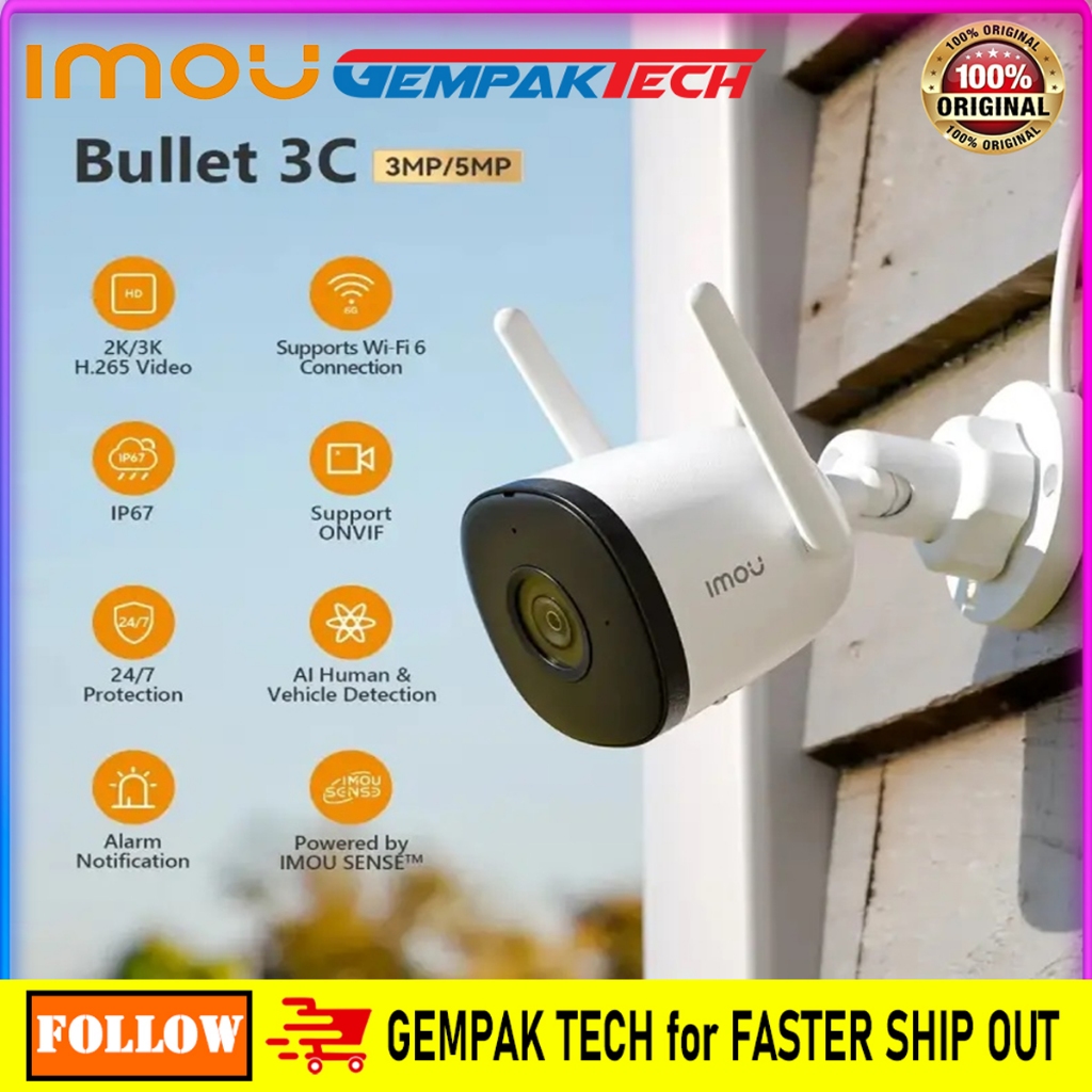 Imou Bullet 3C Human Detection Smart Color Night Vision Outdoor POE 3MP ...