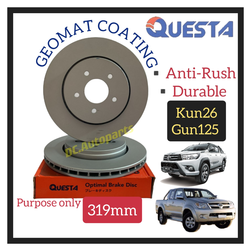 QUESTA FRONT BRAKE DISC ROTOR TOYOTA HILUX VIGO KUN25 KUN26 GUN125 ...