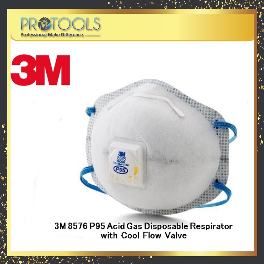 3M 8576 P95 ACID GAS DISPOSABLE RESPIRATOR WITH COOL FLOW VALVE ...