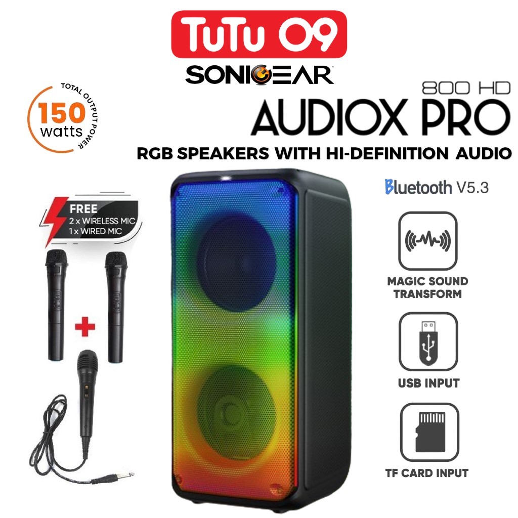 SonicGear Audiox Pro 800HD Bluetooth 5.3 Portable Speaker TWS USB FM ...