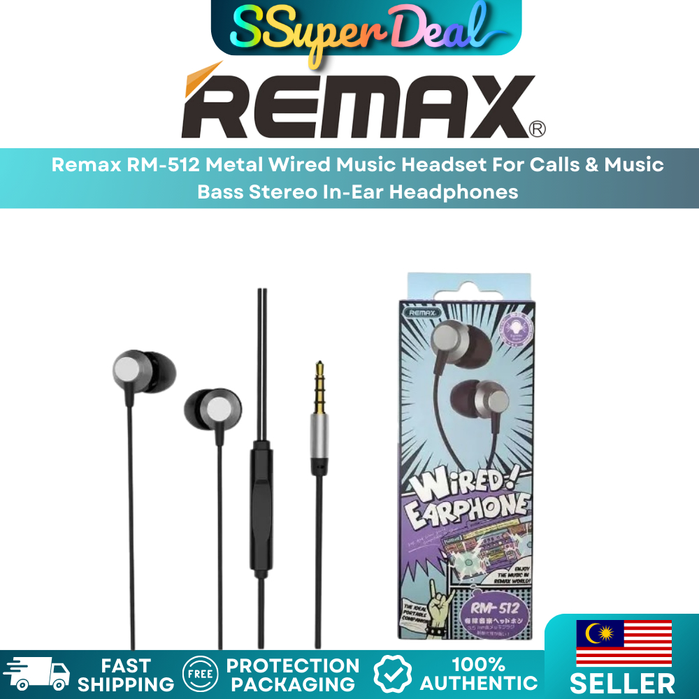 Remax RM-512 Metal Wired Music Headset For Calls & Music Bass Stereo In ...