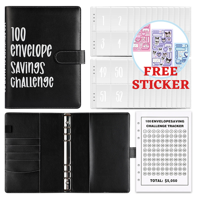 100 Envelope Savings Challenge Book A5/A6 Binder Budget Planner PU ...
