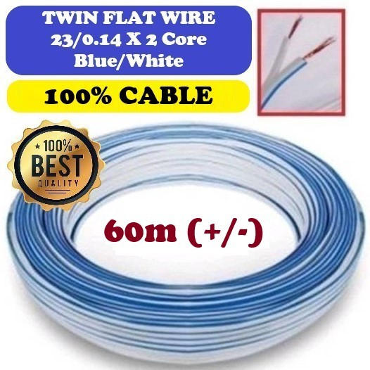 🔥READY STOCK🔥 PVC Cable 2 Core Twin Flat Wire 23/0.14 x 2C, Blue/White ...