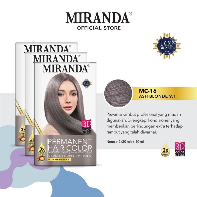 Pewarna Rambut Miranda Hair Color - Semir Rambut (30mlx2)+10ml Packing ...