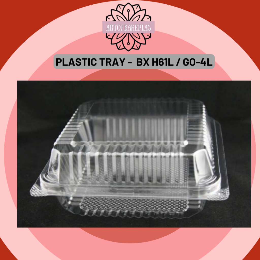 GO-4L BX H61L Plastic Tray with lock {50pcs} / Bakery Disposable Food ...
