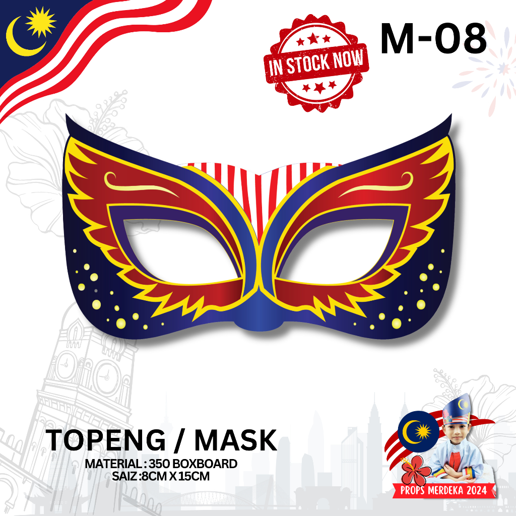 Topeng Muka Masks Props Merdeka Patriotik Malaysia Aksesori Kanak-kanak ...