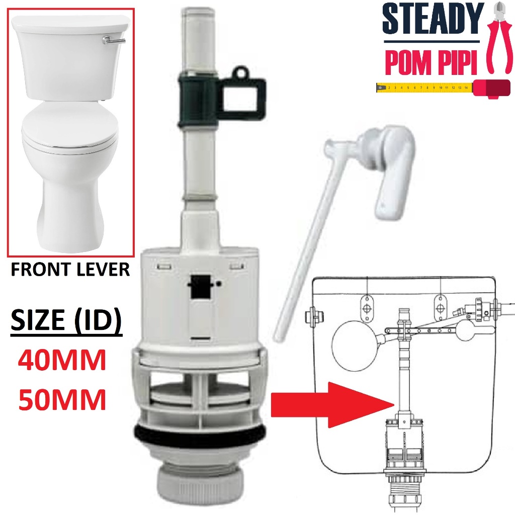 40MM 50MM TOILET CISTERN SIPHON WITH FRONT LEVER HANDLE FLUSH TOILET ...