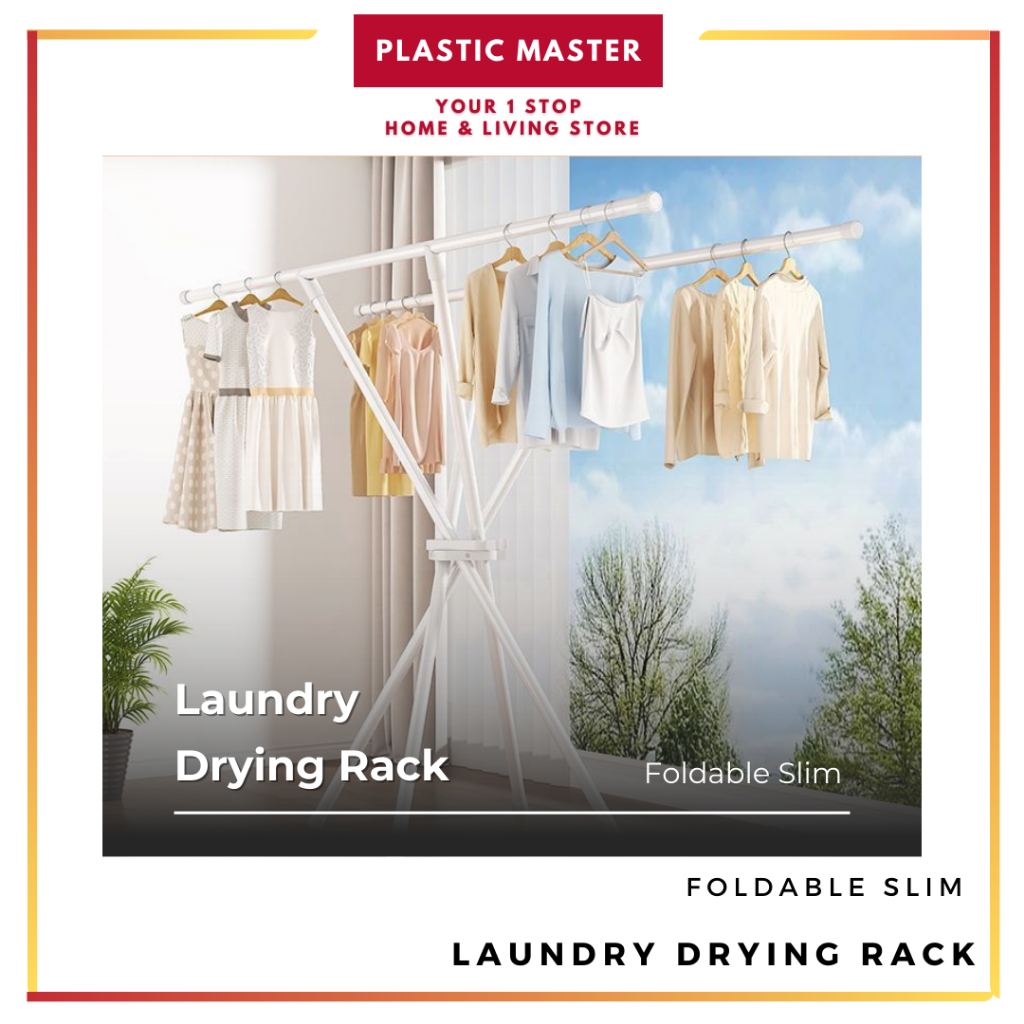 Foldable Clothes Drying Rack Steel Slim Clothes Hanging Rack Rak ...