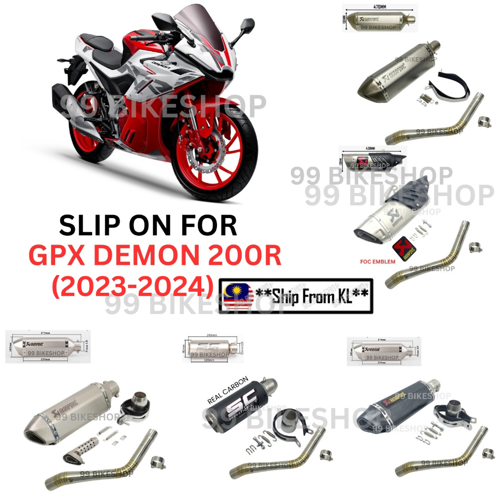 Slip On For Motorcycle GPX DEMON GR200R 200R 2023 2024 Exhaust Pipe ...