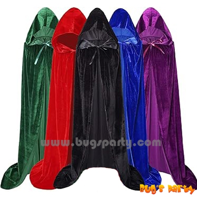 Extra long Halloween hooded gown, hooded Robe, Black, Red, Grey, Green ...