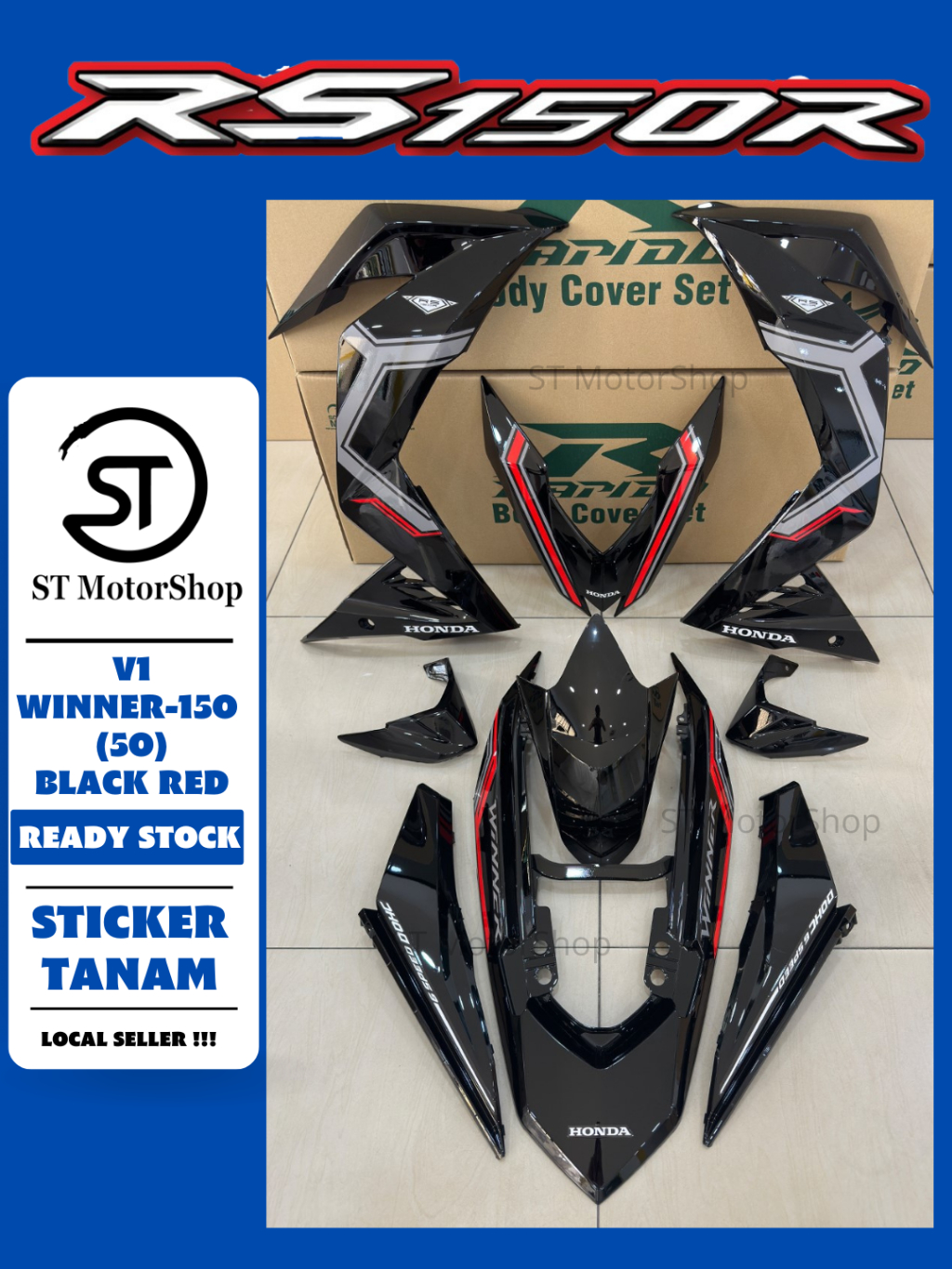 HONDA Rs-150r Rs150r V1V2 V3 Winner-150 (50) Black Red White Cover Set ...