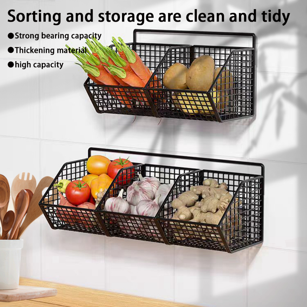1/2/3 Grids Wall Mounted Onion Storage Basket Bekas Bawang Onion ...