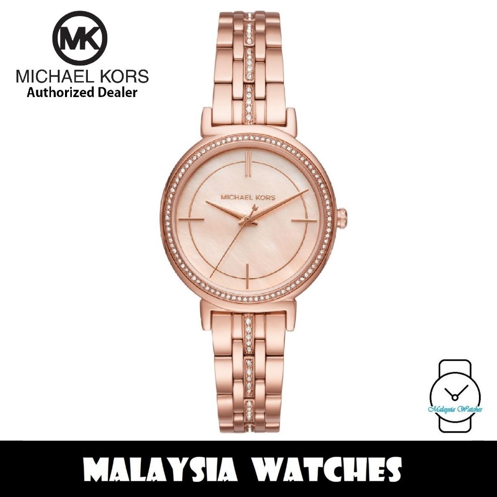 100 Original MICHAEL KORS Ladies MK3643 Mother of Pearl Dial Rose Gold Stainless Steel Watch 2 Years MK Warranty