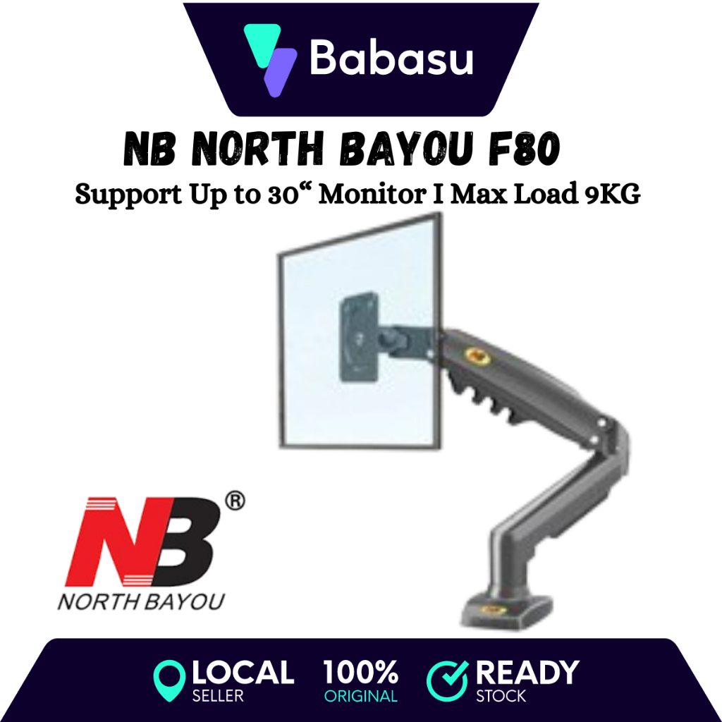 NB North Bayou F80 Gas Strut Desk Single Monitor Arm with Support Up to ...