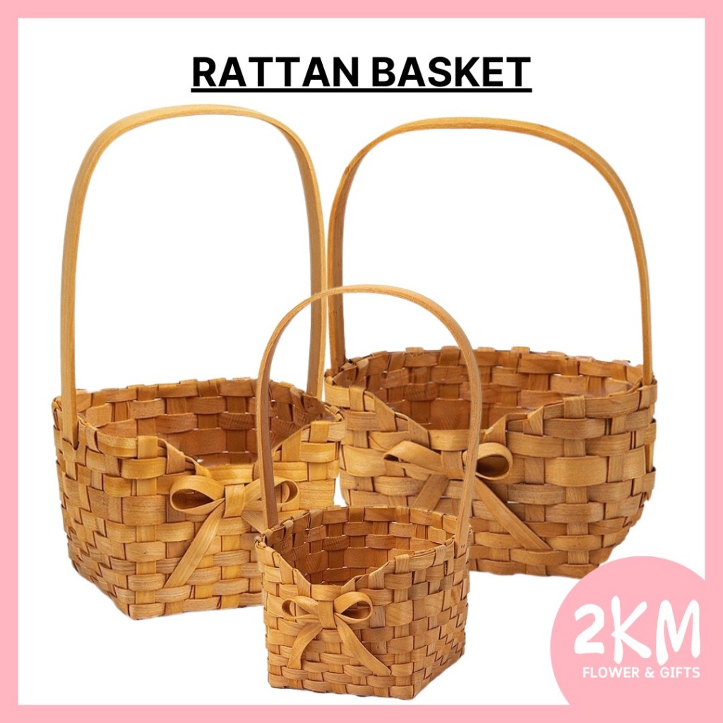 (400-402) BASKET FLOWER BOX Weave Rattan Wicker Storage Fruit Rattan ...