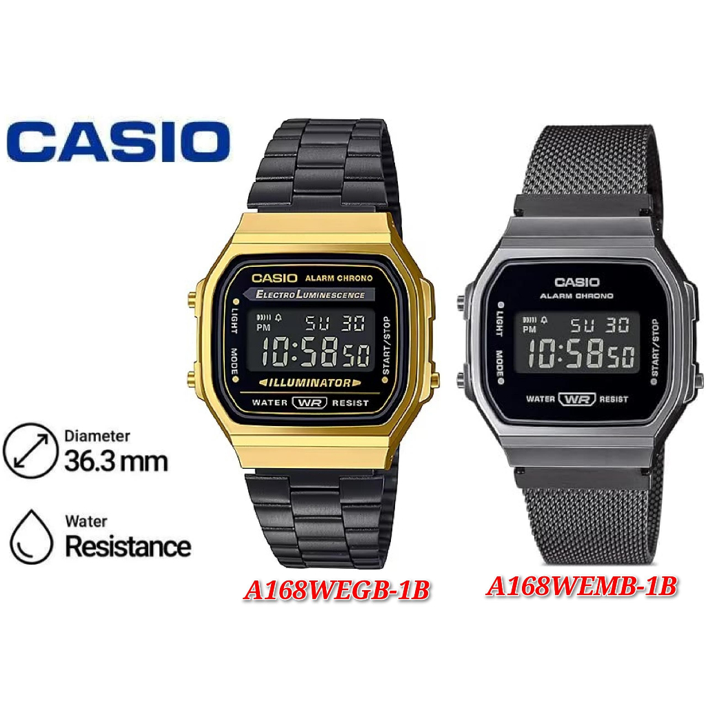 CASIO Men A168WEGB / A168WEMB Digital Watch - A-168W | Shopee Malaysia