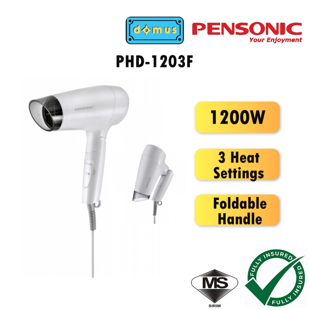 Pensonic Foldable Hair Dryer Pengering Rambut Ringan 1200w Phd 1203f Shopee Malaysia 4231