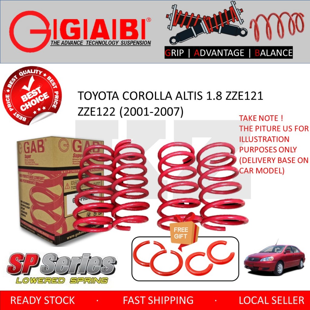 ORIGINAL GAB BRAND SPORT SPRING SET WITH FOC - TOYOTA COROLLA ALTIS 1.8 ...