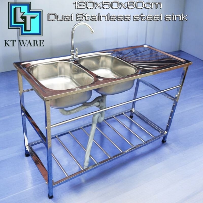 KT WARE Stainless Steel Kitchen Dual Sink / Double Bowl Sink / Double ...