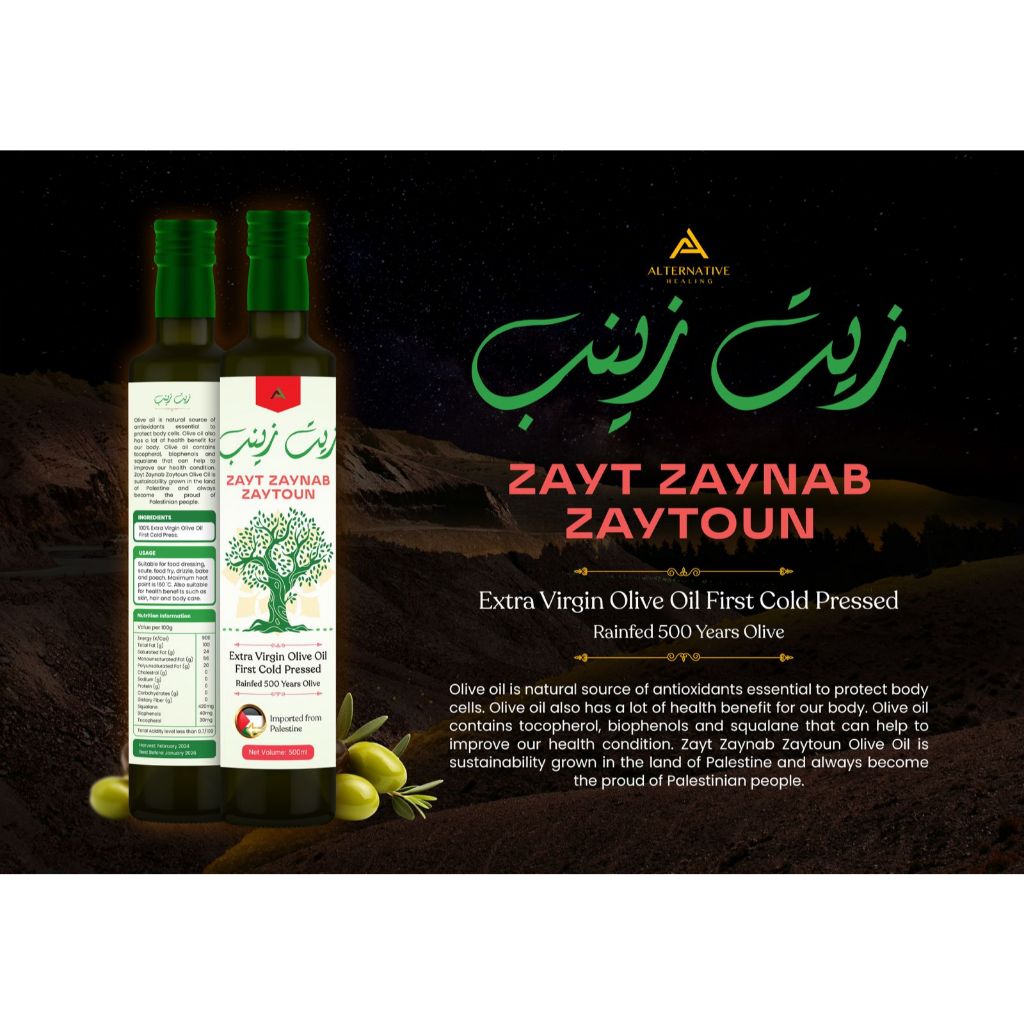 Zayt Zaynab Zaitun Extra Virgin Palestinian Olive Oil 100% Pure Minyak ...