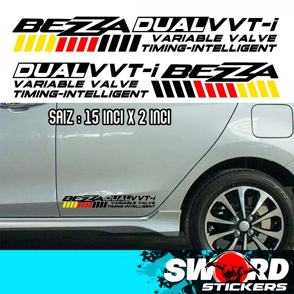 2 pcs BEZZA DUAL VVTI / PERODUA BEZZA / STIKER SISI / PINTU BELAKANG ...