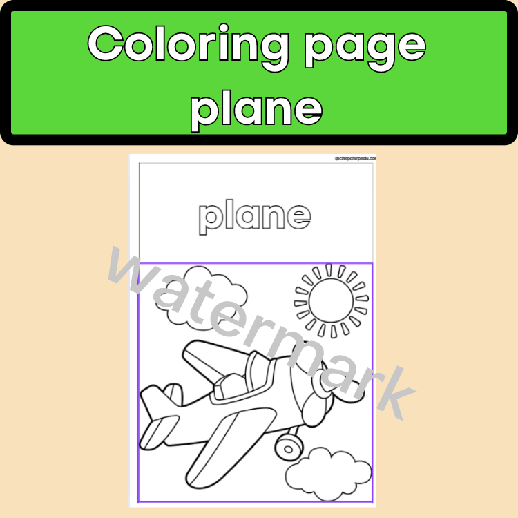 [C19] transportation - plane colouring page | Halaman mewarna plane ...