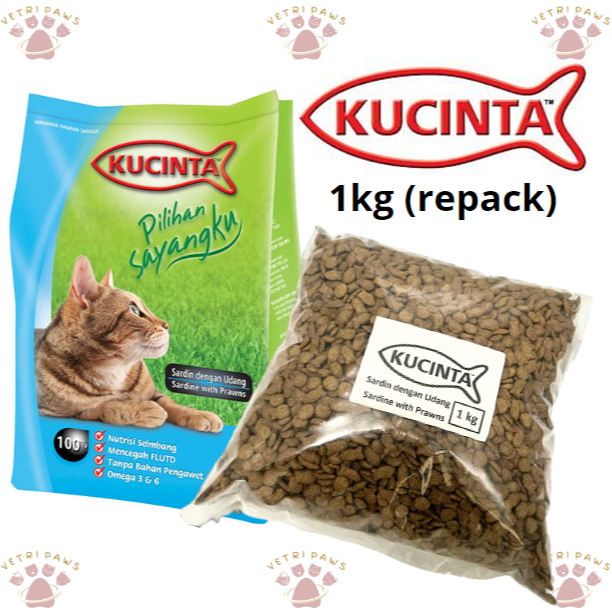(REPACK) Kucinta Cat Dry Food 1kg-Sardine With Prawns 1kg | Shopee Malaysia