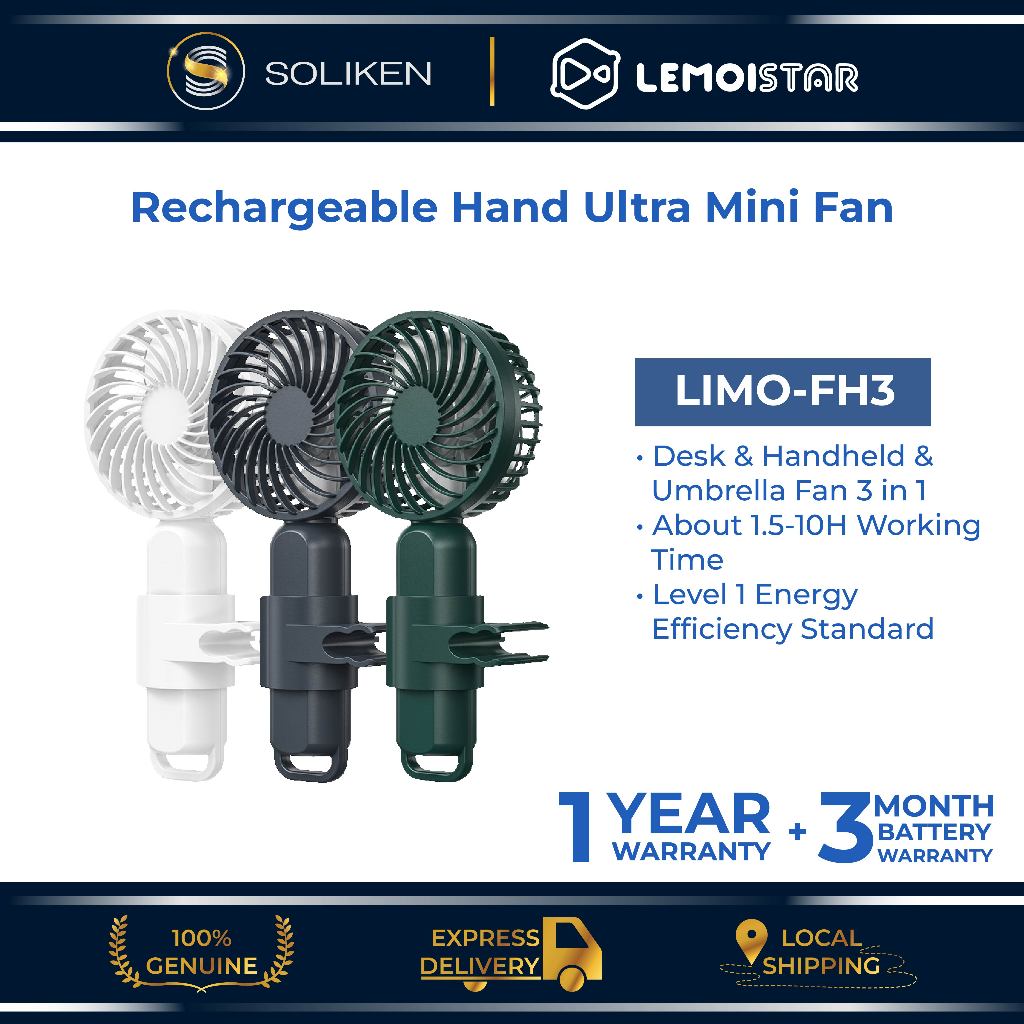 LEMOISTAR LIMO-FH3 1200mAh USB Hand Ultra Mini Fan Portable Small ...