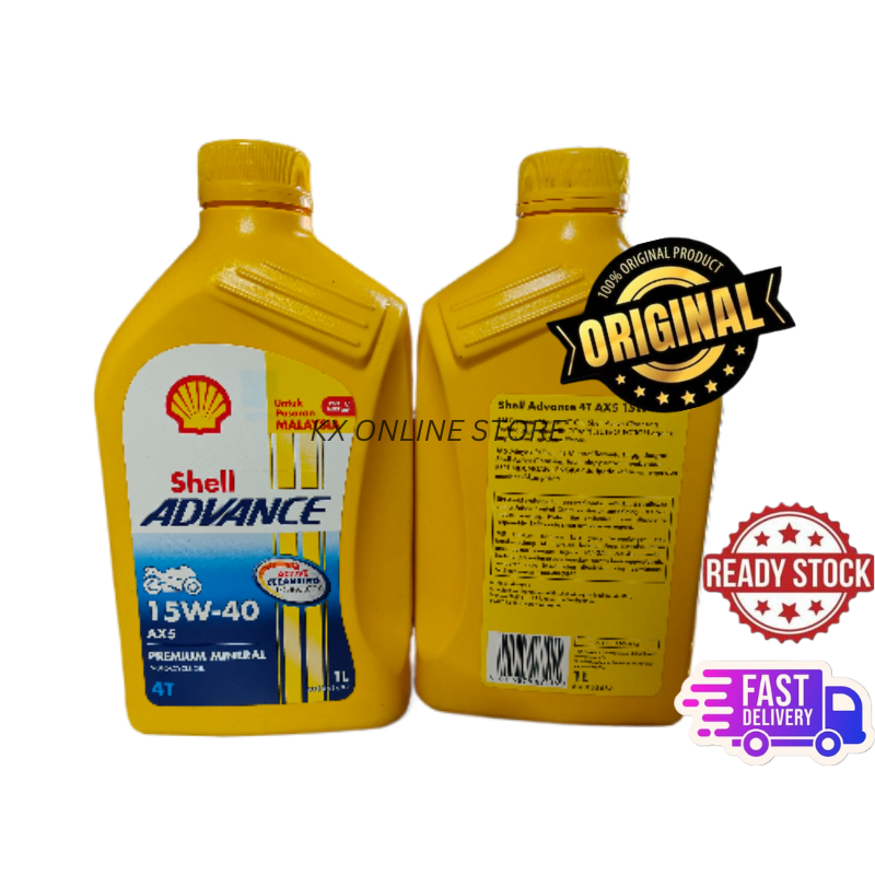 100% ORI SHELL ADVANCE AX5 15W-40 1L/AX5 SCOOTER 800ML/AX7 10W-40 1L ...