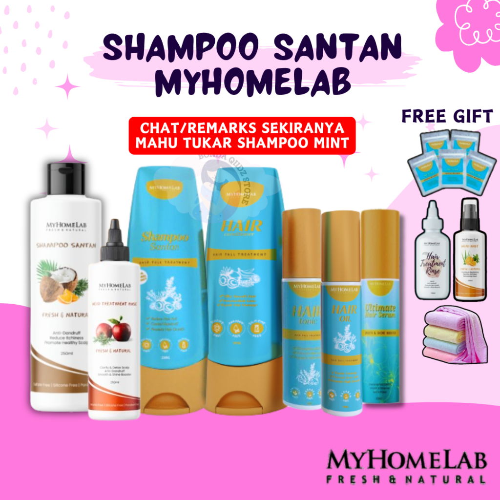 ORIGINAL HQ SHAMPOO SANTAN MYHOMELAB Syampu Rambut Gugur Gatal Kulit ...