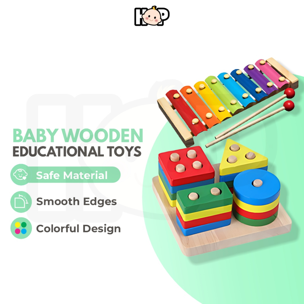 Baby Wooden Educational Toys for Kids Learning Toy Montessori Blocks ...