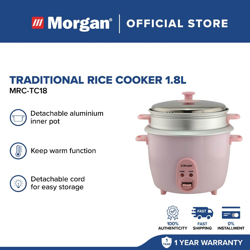 Morgan Traditional Rice Cooker with Detachable Cord (1.8L) [Free ...