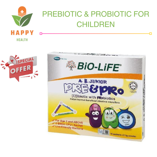 BIO-LIFE AB JUNIOR PRE & PRO PREBIOTICS WITH PROBIOTICS SACHETS 10'S ...