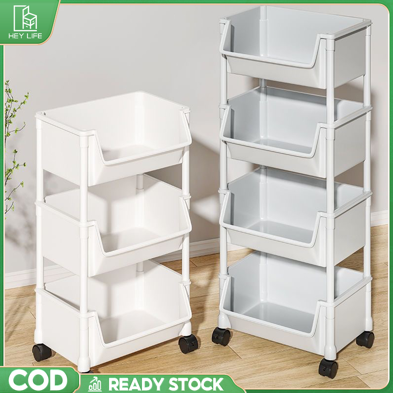Storage Rack Multi-Layer With Wheels Movable BookShelf Kitchen Storage ...