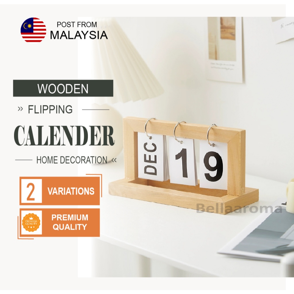 Wooden Calendar Nordic Simple Style Flipping Wooden Desk Calendar Page ...
