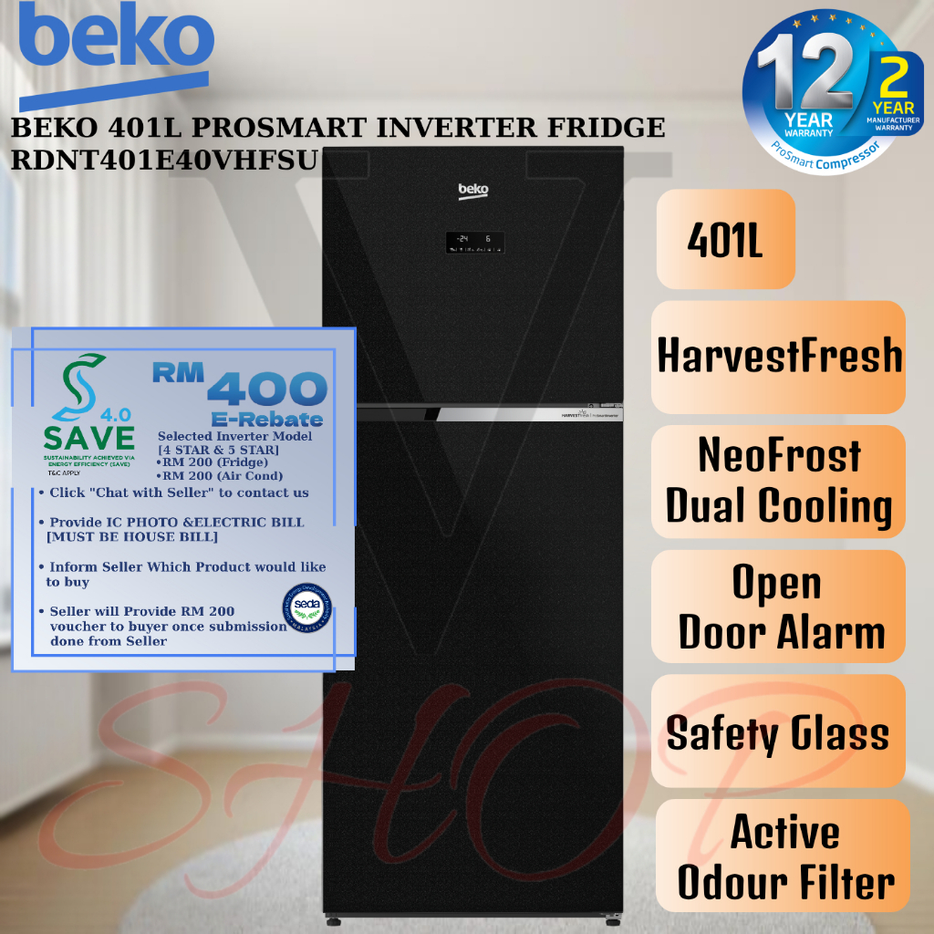BEKO 401L PROSMART INVERTER FRIDGE RDNT401E40VHFSU | Shopee Malaysia