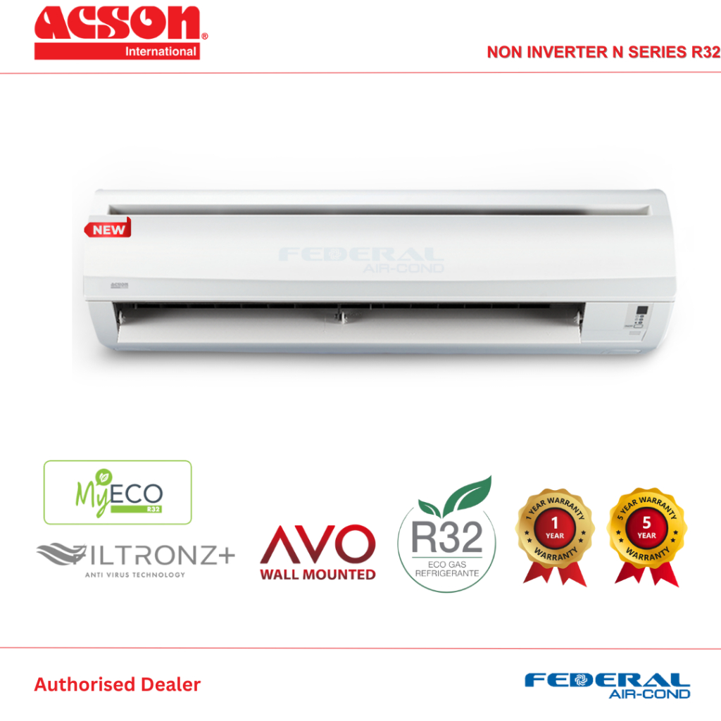 ACSON 1.0HP I 1.5HP I 2.0HP I 2.5HP Non-Inverter Air Conditioner R32 ...
