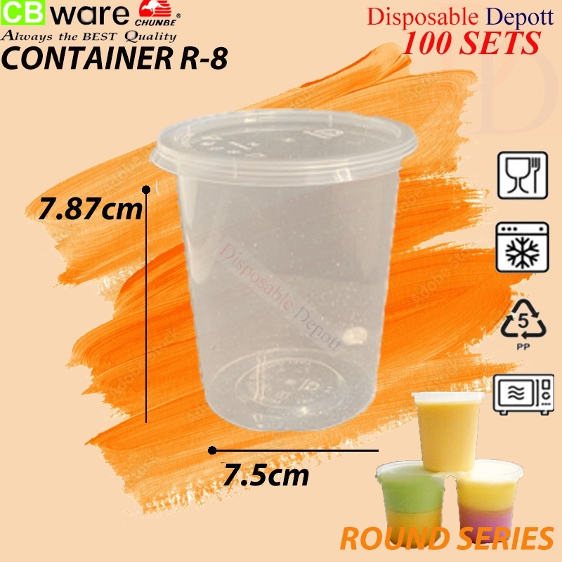 CHUNBE R8 Round Microwavable PP Container With LID 100Pcs / Plastic ...