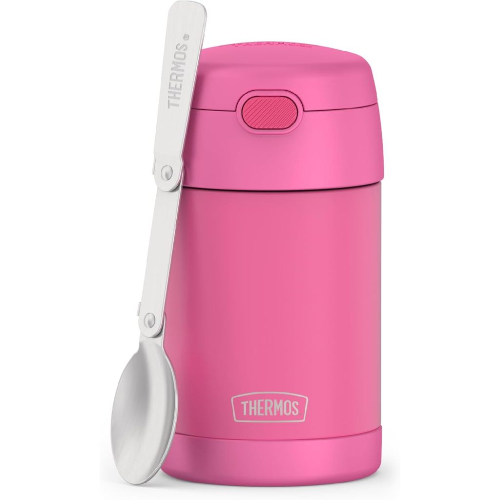 THERMOS FUNTAINER 10 Ounce Stainless Steel Vacuum Insulated Kids Food Jar With Spoon, Mod Flowers