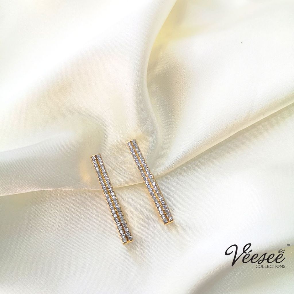 Veesee Elegant Simple Fancy Gold Stainless Steel Stud Earrings | Shopee ...