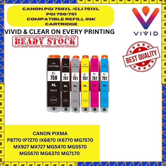 COMPATIBLE PGI-750XL/PGI-750/CLI-751 (CANON) HIGH QUALITY INK CARTRIDGE ...